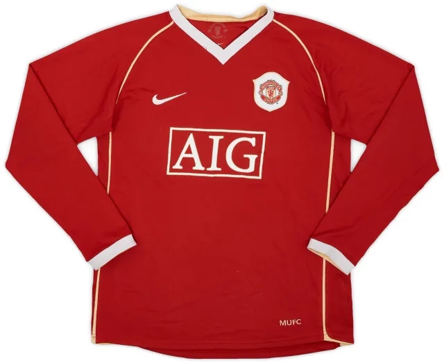 Nike 2006-07 Manchester United Home L/S Shirt - 6/10 - (XL.Boys)