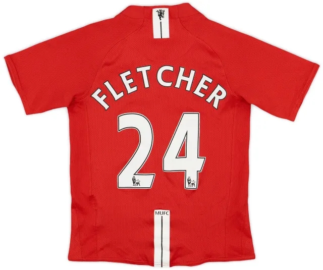 Nike 2007-09 Manchester United Home Shirt Fletcher #24 - 7/10 - (S.Boys)