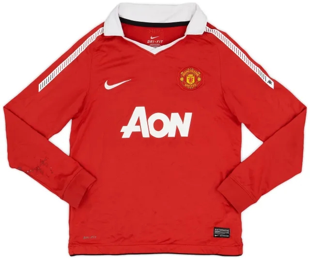 Nike 2010-11 Manchester United Home L/S Shirt - 5/10 - (M.Boys)