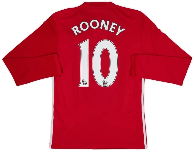 adidas 2016-17 Manchester United Home L/S Shirt Rooney #10 - 6/10 - (S)