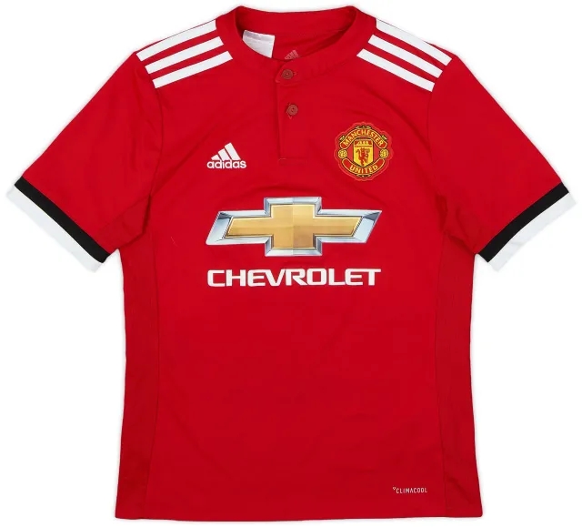 adidas 2017-18 Manchester United Home Shirt - 8/10 - (M.Boys)