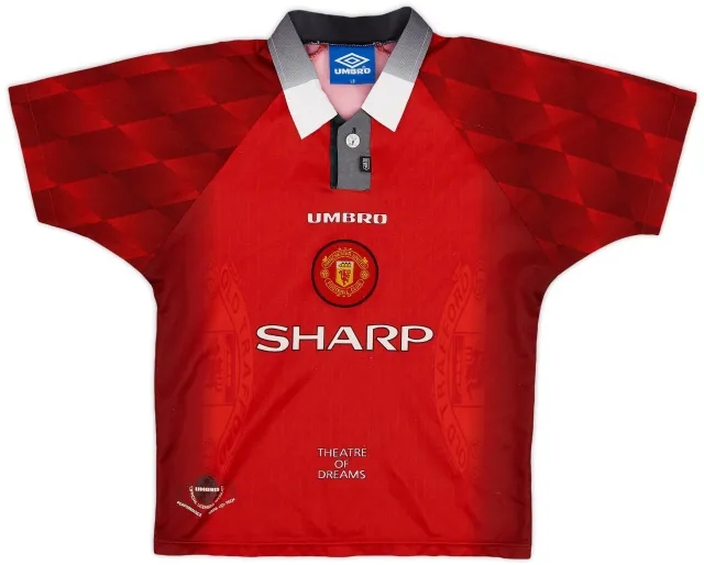 Umbro 1996-98 Manchester United Home Shirt - 8/10 - (L.Boys)