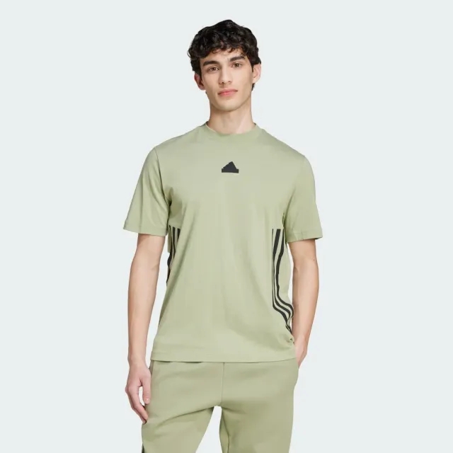 adidas Future Icons 3 Stripes Cotton Sports T-Shirt, Tent Green