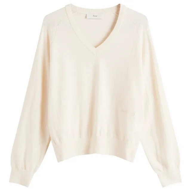 DUNST Women's Unisex Loose V-Neck Sweater Ivory