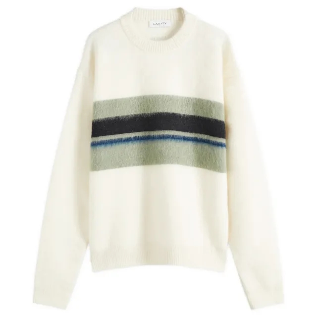 Lanvin Men's Striped Jumper Ecru/Vert De Gris