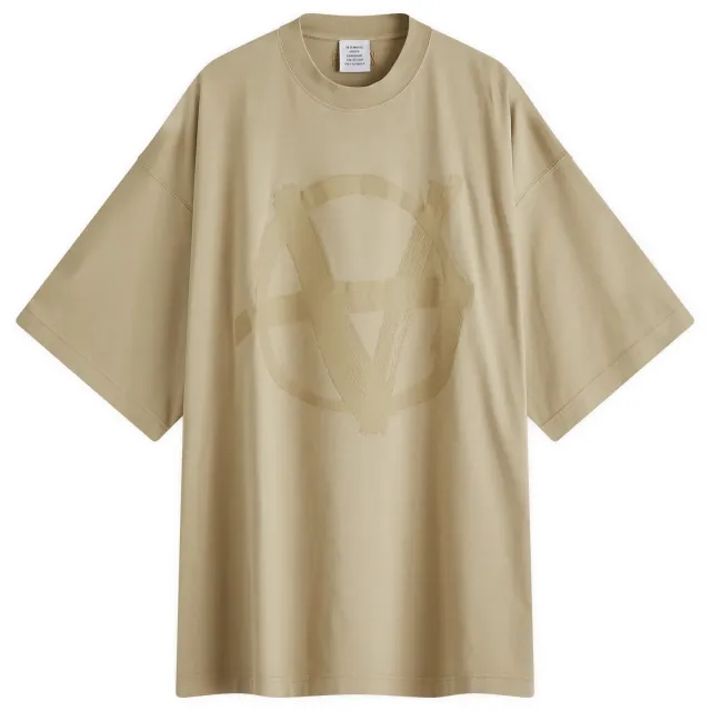 VETEMENTS Men's Double Anarchy Oversized T-Shirt Taupe