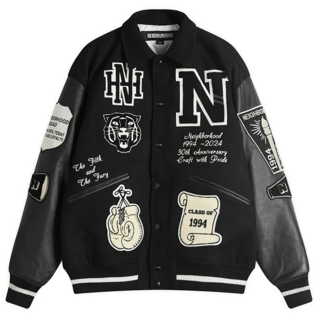 Neighborhood Men's Stadium Jacket Black×White