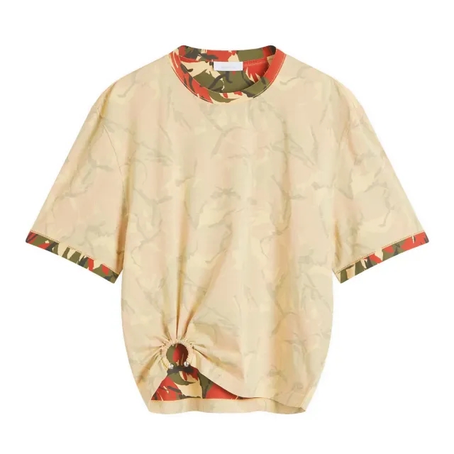Paco Rabanne Women's Camo T-Shirt Camouflage Beige&Kaki&Br