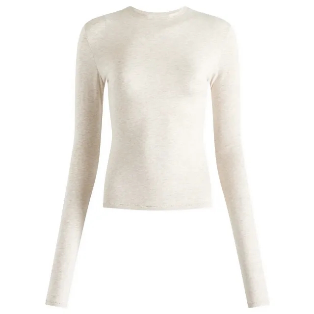 SKIMS Women's Cotton Jersey Long Sleeve T-Shirt Oatmeal Heather