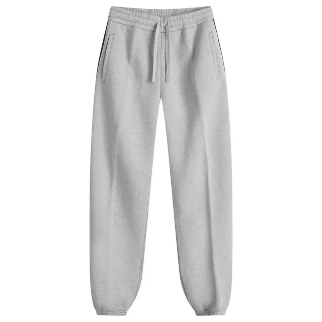 Gucci Men's Tape Brushed Cotton Sweat Pants Grey Melange