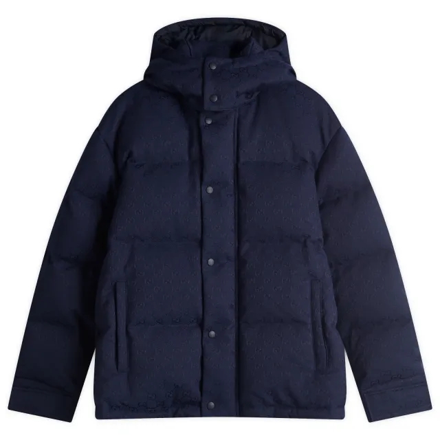 Gucci Men's GG Canvas Down Hooded Jacket New Blue