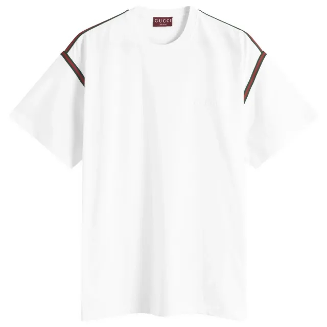 Gucci Men's Tape Cotton T-Shirt White/Mix