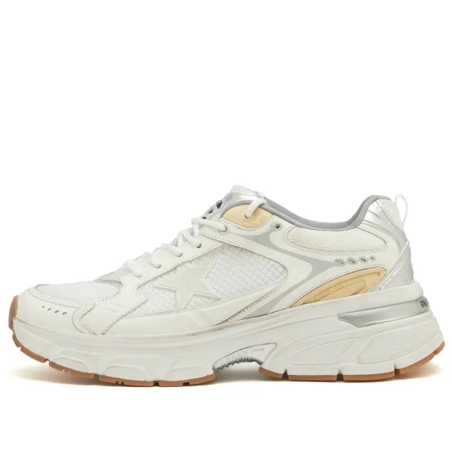 Golden Goose Men's Lightstar Leather and Suede Sneaker White/Gold