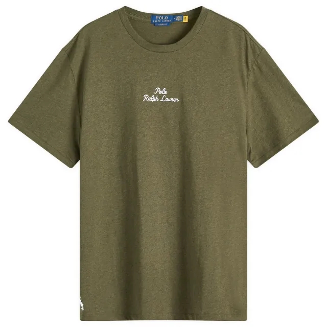 Polo Ralph Lauren Central Script Logo T-Shirt Classic Oversized Fit In Dark Green Marl