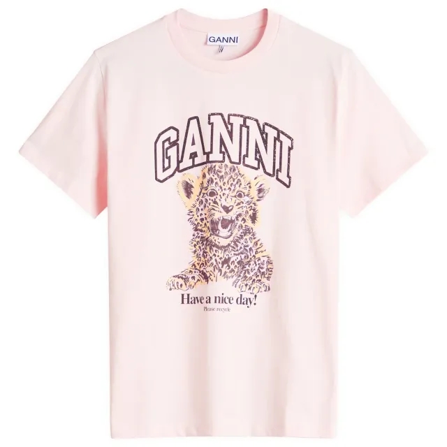 GANNI Women's Leopard Relaxed T-Shirt Chalk Pink