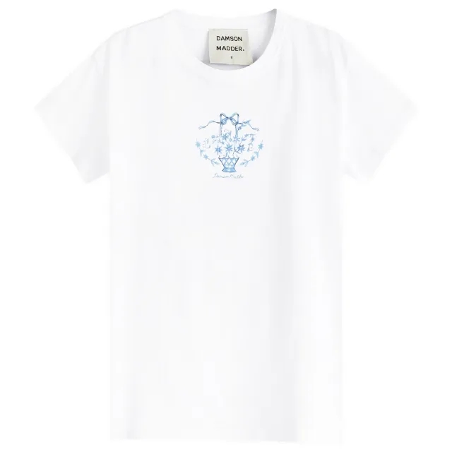 Damson Madder Women's Flower Basket Shrunken T-Shirt White