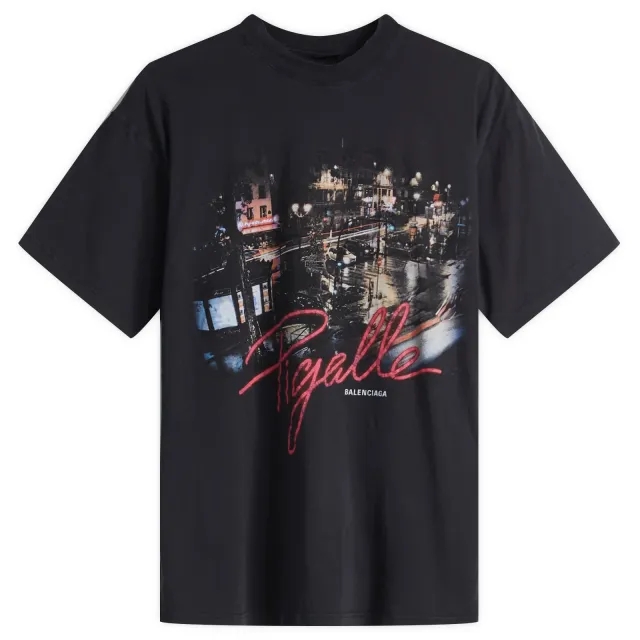 Balenciaga Men's Piagelle Faded Wash T-Shirt Faded Washed Black