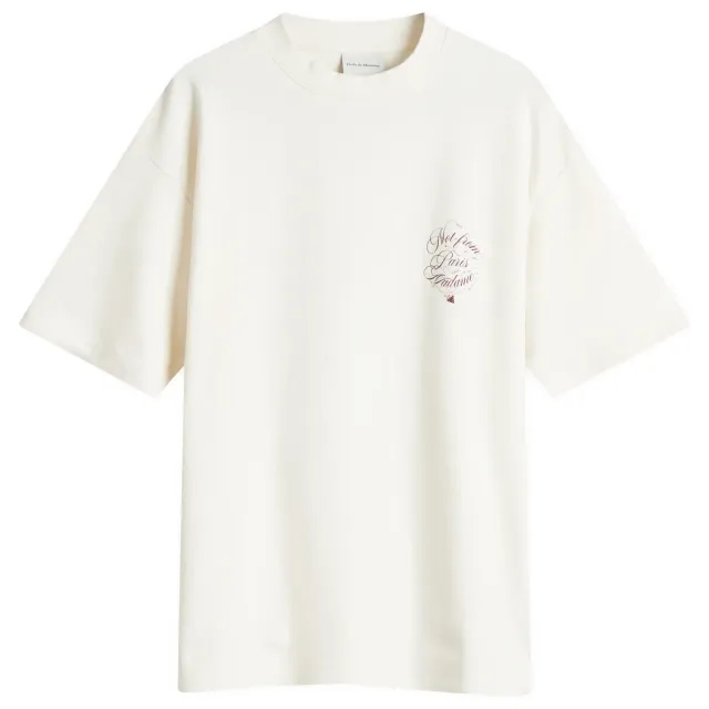 Drôle de Monsieur Men's Not From Paris Madame Caligraphy T-Shirt Cream