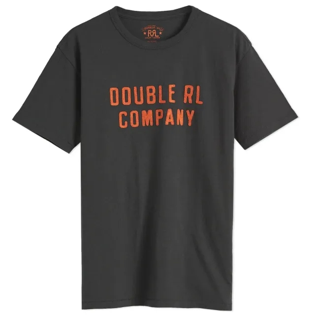 RRL Men's Company Graphic T-Shirt Faded Black Canvas