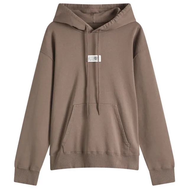 MM6 Maison Margiela Men's Numbers Patch Logo Hoodie Brown