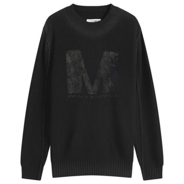 MM6 Maison Margiela Men's M Logo Knitted Jumper Black/Black
