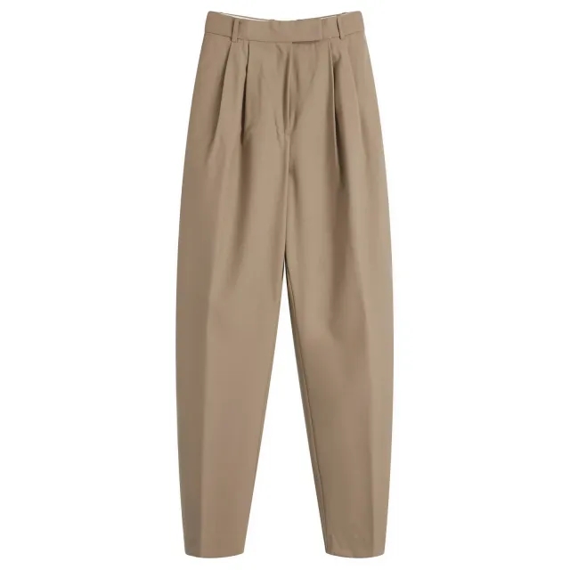 Róhe Women's Round Leg Shaped Tailored Trousers Khaki