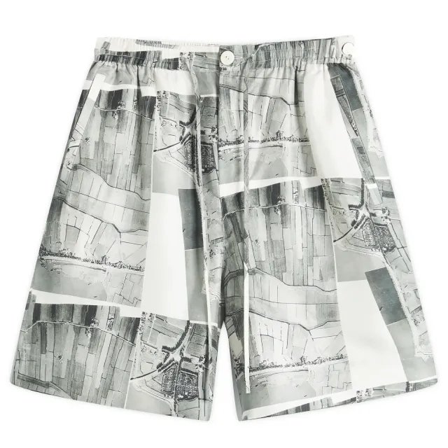 Róhe Men's Silk Drawstring Shorts Durgerdammerdijk Print
