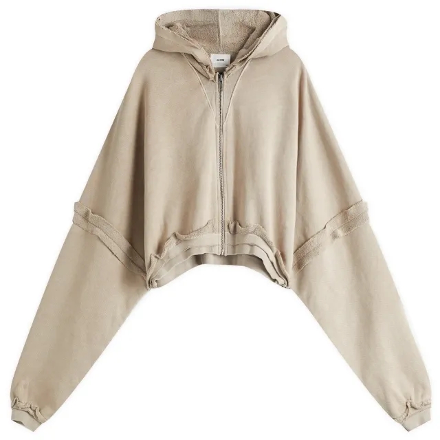 Joah Brown Women's Deconstructed Crop Zip Hoodie Sand