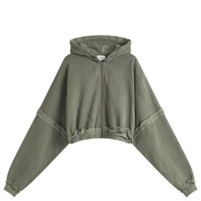 Joah Brown Women's Deconstructed Crop Zip Hoodie Washed Sage