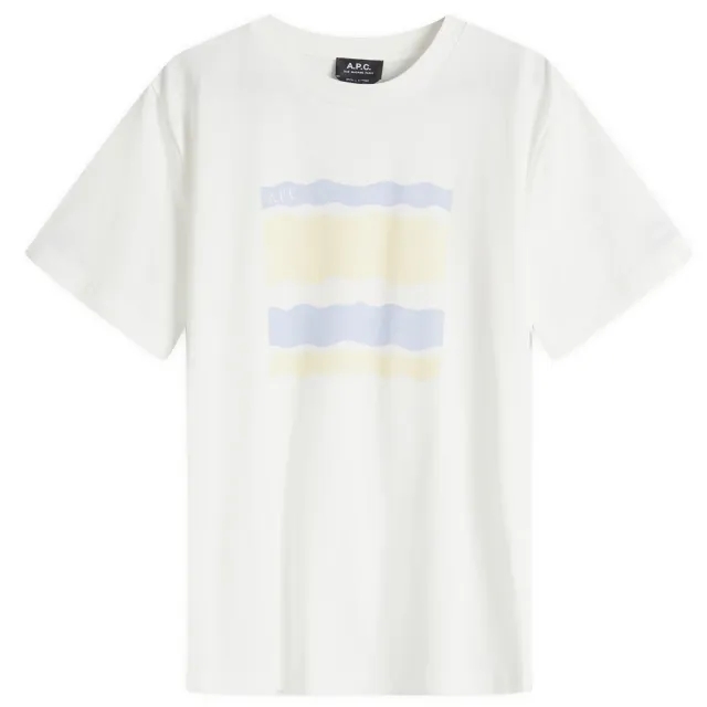 Asics A.P.C. Men's Malone Wave Print T-Shirt White/Yellow