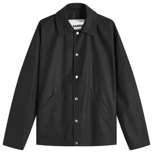 Jil Sander Men's Logo Cotton Coach Jacket Black