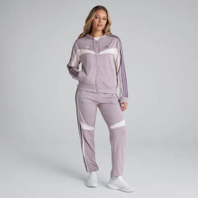 Manchester United x adidas Womens Essentials 3-Stipes Tracksuit Purple