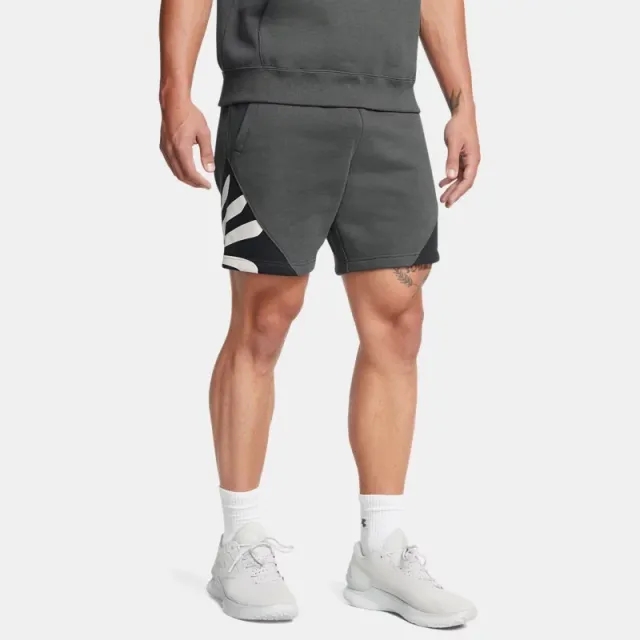 Under Armour Men's Curry Splash Fleece Shorts Castlerock Full Heather / Black / White Clay S