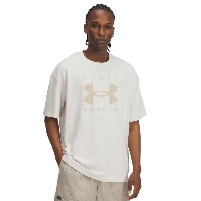 Men's  Under Armour  Heavyweight Oversized Branded Short Sleeve Summit White / City Khaki 3XL