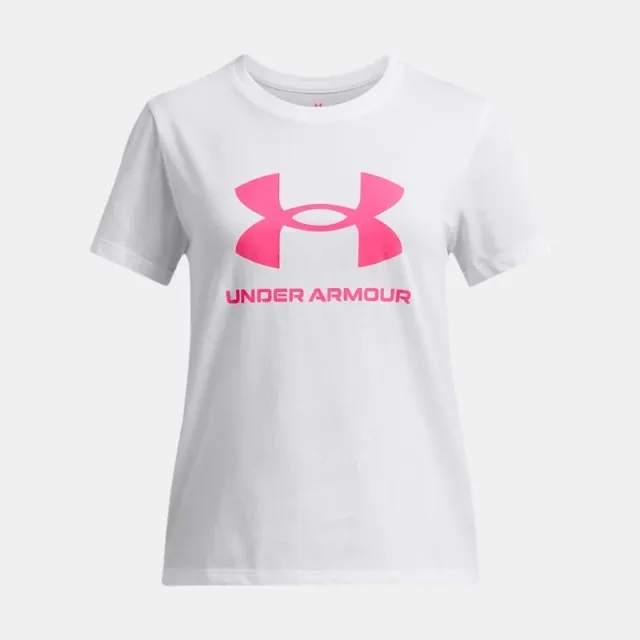 Girls'  Under Armour  Big Logo Short Sleeve White / Super Pink / Super Pink YXS (48 - 50 in)