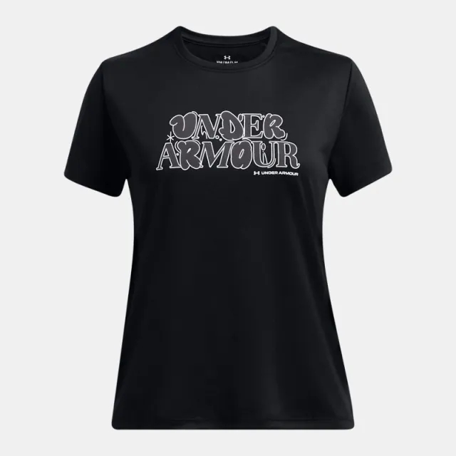 Girls'  Under Armour  Tech™ Wordmark Short Sleeve Black / Castlerock / White YMD (54 - 59 in)