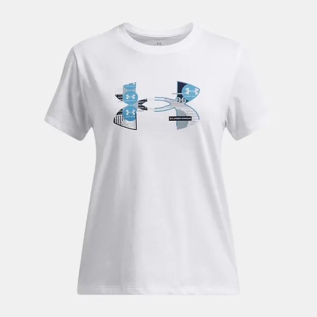 Girls'  Under Armour  Big Logo  Under Armour  Fill Short Sleeve White / Harbor Blue / Ether Blue YXS (48 - 50 in)