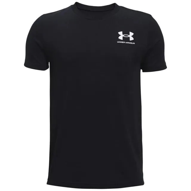 Boys'  Under Armour  Sportstyle Left Chest Short Sleeve Black / White YXS (48 - 50 in)