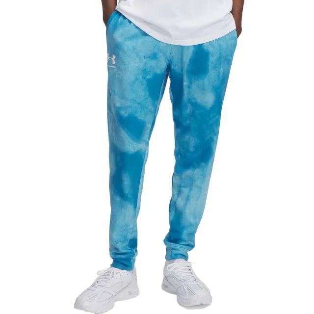 Men's  Under Armour  Rival Terry Printed Joggers Ether Blue / Onyx White XXL