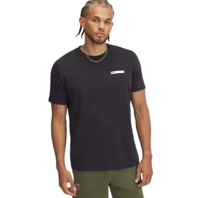 Men's  Under Armour  Strip Logo Short Sleeve Black / White XXL