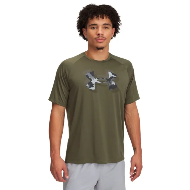 Men's  Under Armour  Tech™ Print Fill Short Sleeve Marine OD Green / Black XXL