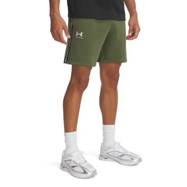 Men's  Under Armour  Icon Fleece Taping Shorts Marine OD Green / White M