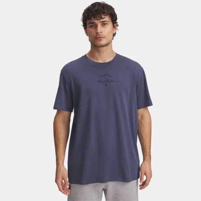 Under Armour Men's Curry Heavyweight Verbiage T-Shirt Downpour Gray / Midnight Navy XXL