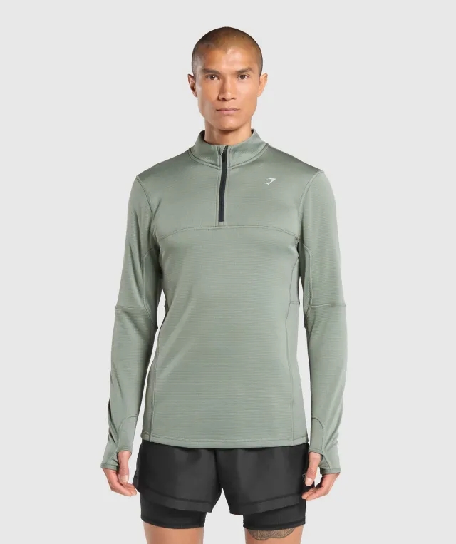 Marathon Running 1/4 Zip - Unit Green