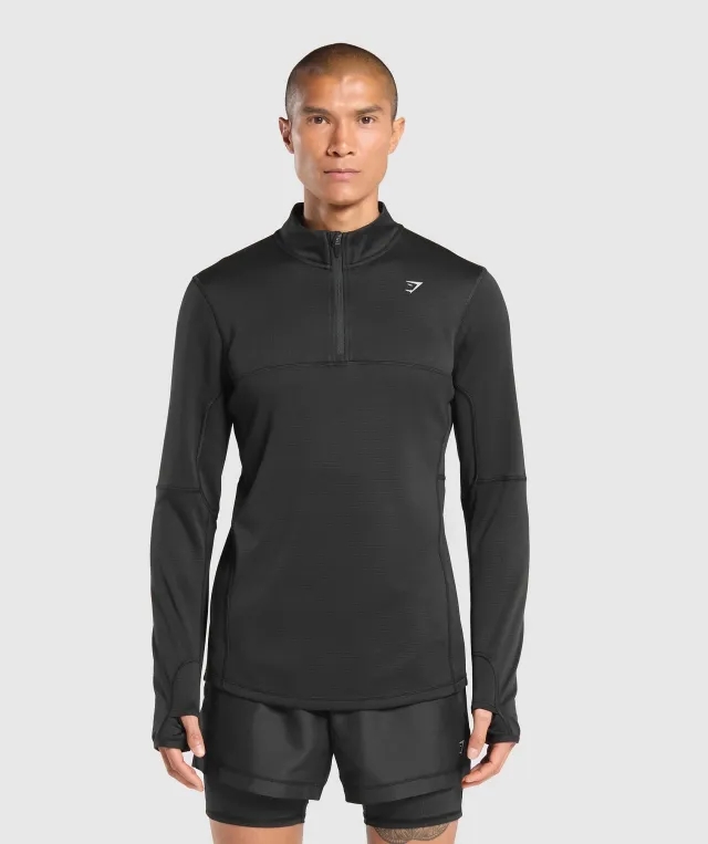 Marathon Running 1/4 Zip - Black