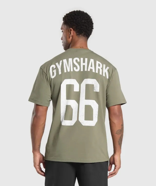 Gymshark GS66 Graphic Oversized T-Shirt - Base Green