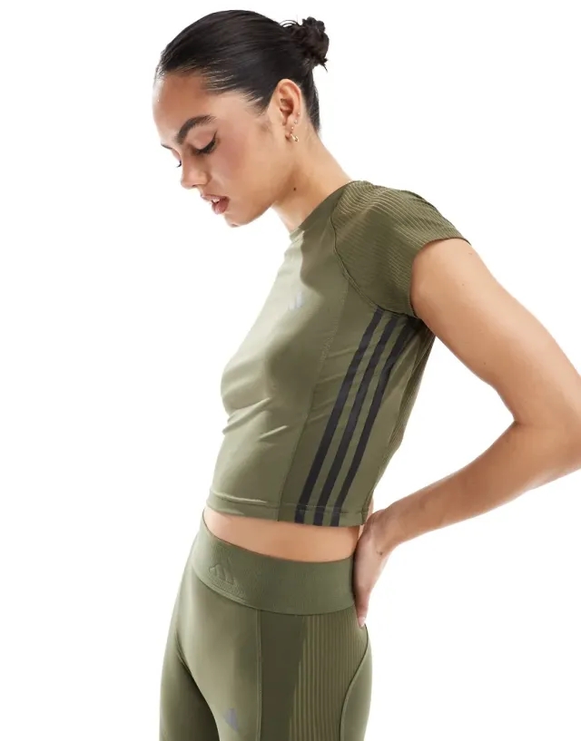 Adidas Training Hyperglam T-Shirt In Olive Green