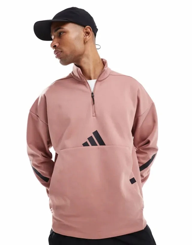 Adidas Adidas Z. N.E. Quarter-Zip Sweatshirt In Warm Clay-Red