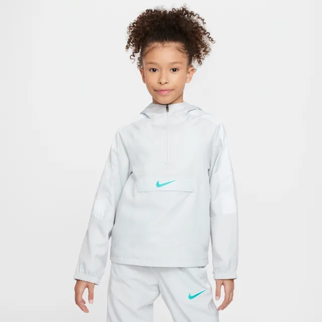 Nike Academy Older Kids' 1/2-Zip Hooded Football Tracksuit Jacket - Grey - Polyester