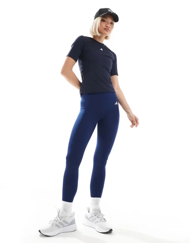 Adidas Training Essentials Optime Full Length Leggings In Navy